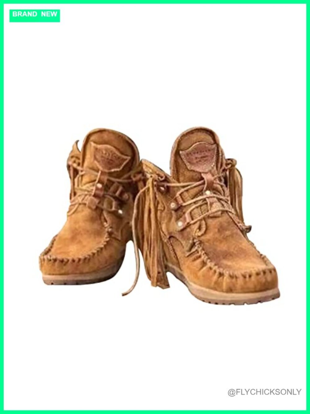 Faux Suede Fringed Ankle Boots Moc Toe Flat Booties